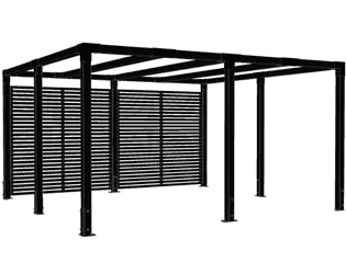 PLUS Pergola Cubic avec clôture Tokyo, noir RAL 9005, L x P x H 3870 x 3870 x 2170 mm