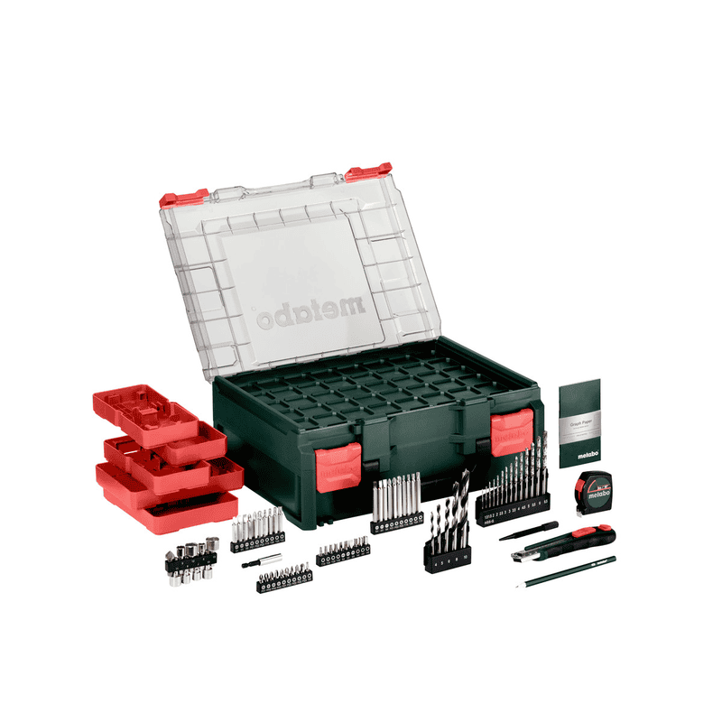 Metabo Akku-Bohrschrauber-Set BS 18 L BL, 18 V mit 2x Li-Power Akkus (18 V / 2.0 Ah), Ladegerät SC 36 und mobiler Werkstatt