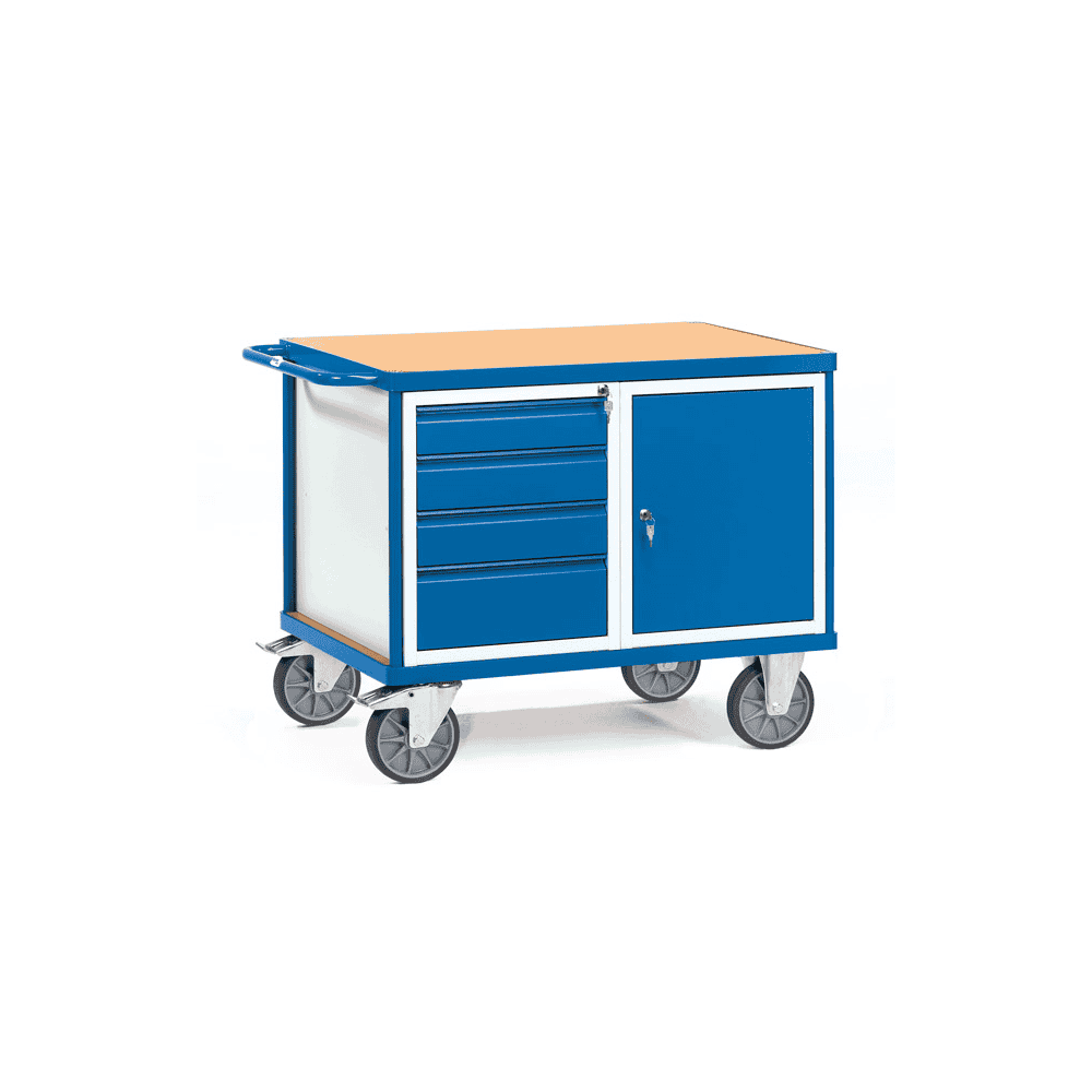 Servante d'atelier avec 1 armoire verrouillable et 4 tiroirs