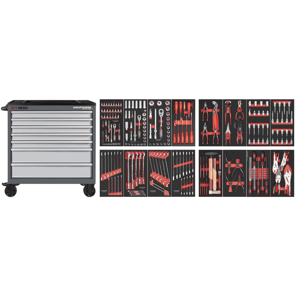 KRAFTWERK Werkstattwagen BT900 7 Schubladen Swiss Line, inkl. Werkzeug, 226-teilig