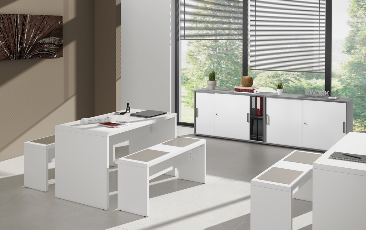 Table de réunion bistrot Noah, 1300 x 680 x 728 mm, blanc