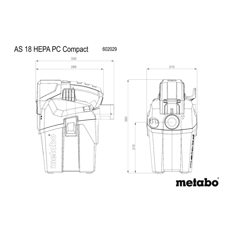 Metabo Akku-Sauger AS 18 HEPA PC Compact, 18 V mit manueller Filterreinigung und Hepa Filter