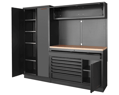 KRAFTWERK MOBILIO BLK 2er Kombi breit, Lochwand, LxBxH 488 x 2275 x 2000 mm