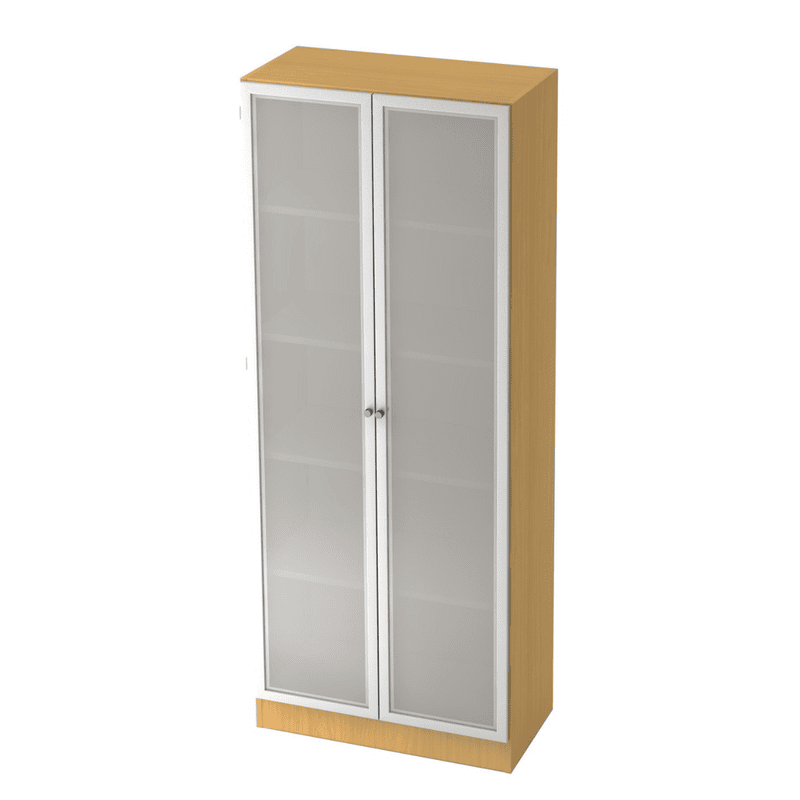 Aktenschrank Rhone mit Milchglastüren, 800 x 420 x 2004 mm, Rahmen silber, in diversen Farben
