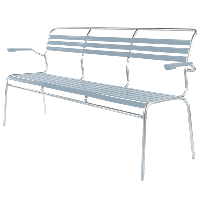 Schaffner SÄNTIS banc avec lattes, structure en tube d'acier galvanisé à chaud, disponible en plusieurs versions