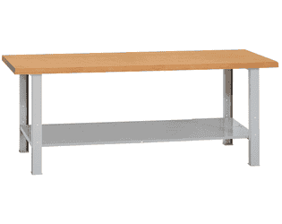 KRAFTWERK Werkbank MODULAR 2000 mit Bodenblech, Arbeitsplatte Buche Multiplex, BxTxH 2000 x 700 x 840 mm