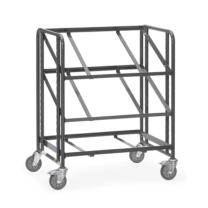 Fetra ESD-Eurokastenwagen mit 3 offenen Etagenrahmen für je 2 Eurokästen, Ladefläche 820 x 610 mm