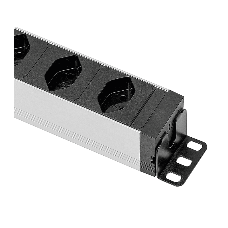 Steffen Multiprise ALU MODULAR SILVER, 7 x T13 et 2 x USB-A, 10 A, IP20, câble de 3 m, argent/noir