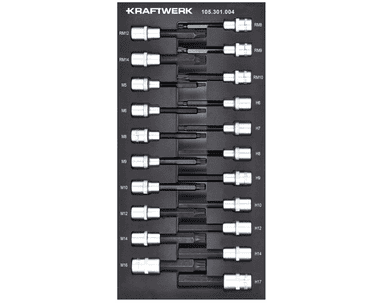 KRAFTWERK BASIC LINE EVA Schraubendreher-Steckschlüssel-Einlage 1/2", 200x400 mm, 21-teilig