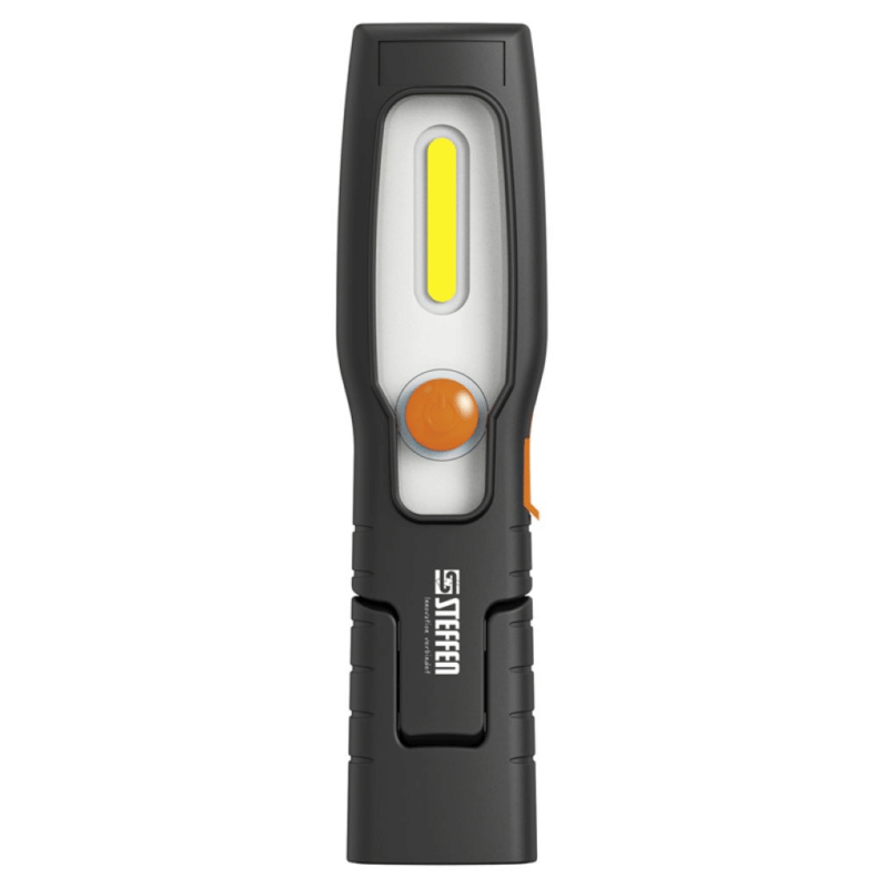 Steffen LED Akku-Handleuchte 2.5 W, 250 + 70 lm, 5700 K, 180° drehbar, IP20, schwarz/orange
