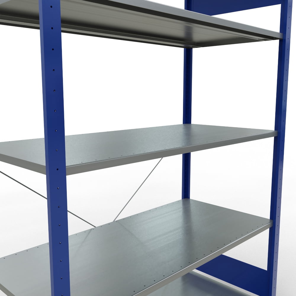 Schulte Fachbodenregal, modulares Stecksystem, einseitig nutzbar, RAL 5010 / verzinkt