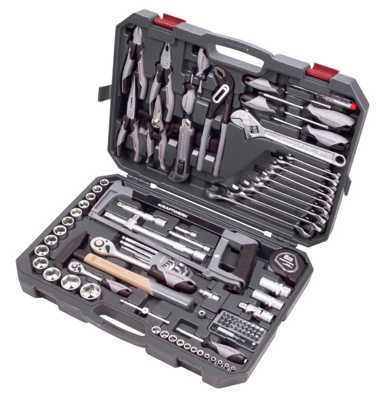 KRAFTWERK BASIC LINE Werkzeugkoffer, Steckschlüssel-Satz 1/4" + 1/2", inkl. Werkzeug, 115-teilig