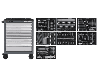KRAFTWERK BT700 Werkstattwagen, 8 Schubladen, BASIC, inkl. Werkzeug, 351-teilig, BxTxH 719 x 474 x 1000 mm