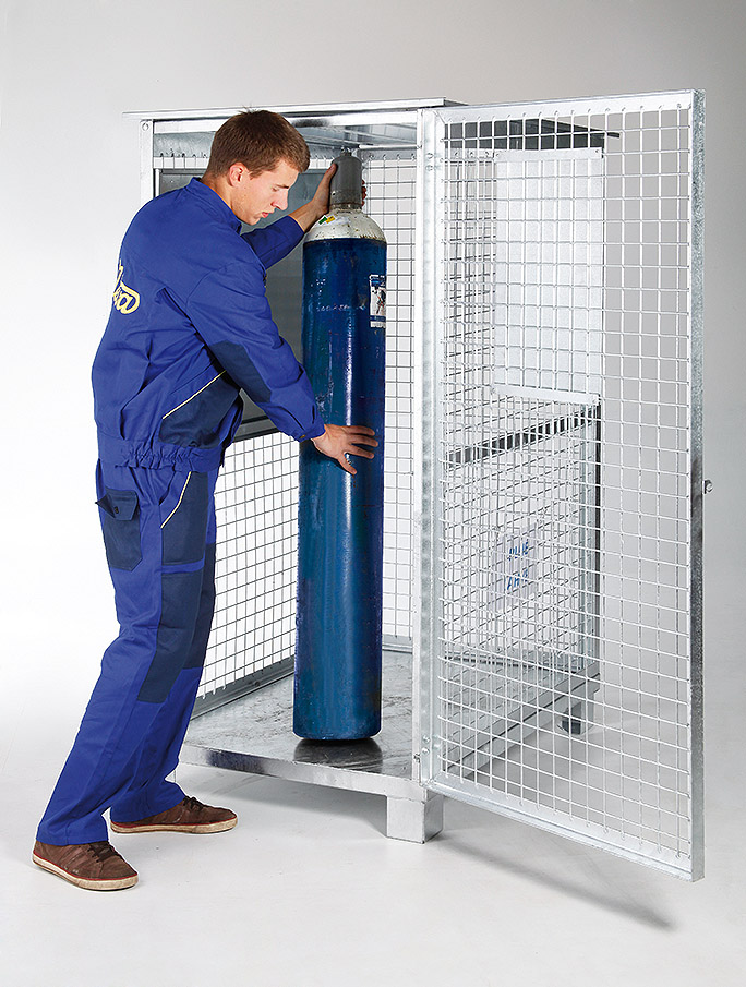 Bereitschaftslager für 6 - 12 Gasflaschen technischer Gase