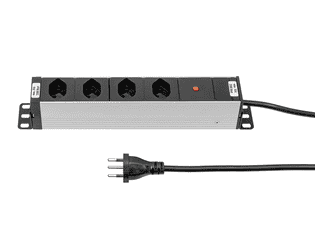 Steffen Steckdosenleiste ALU MODULAR SILVER, 4 x T13, 10 A, IP20, 3 m Kabel, silber/schwarz