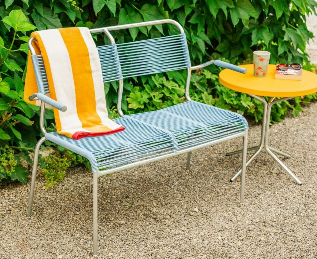 Schaffner Banc double Spaghetti Säntis avec accoudoirs, L x P x H 1070 x 580 x 850 mm, disponible en plusieurs versions