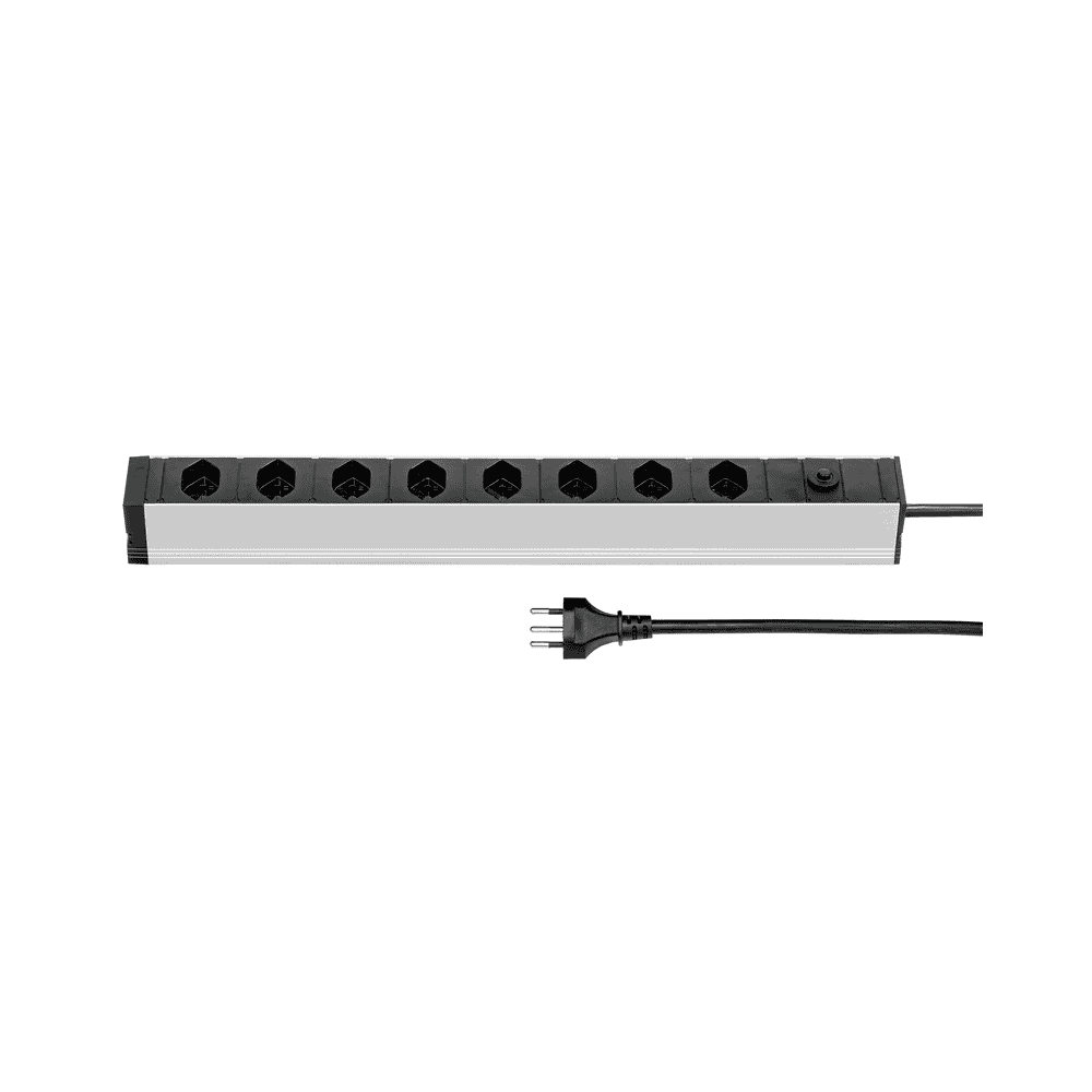 Steffen Steckdosenleiste ALU MODULAR PDU, 8 x T13, 10 A, IP20, 3 m Kabel, mit Überstromschutz, diverse Farben