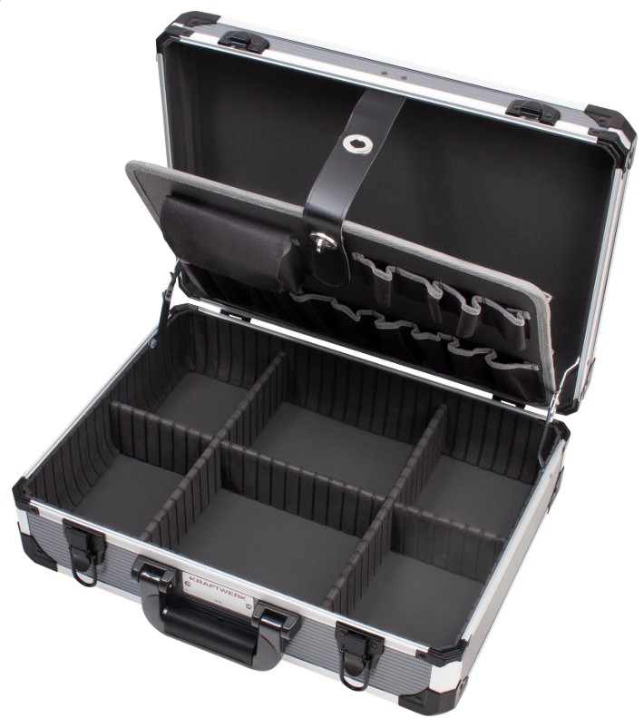 KRAFTWERK BASIC LINE Alu-Werkzeugkoffer mit Metalleckenschutz, leer, BxTxH 430 x 331 x 150 mm