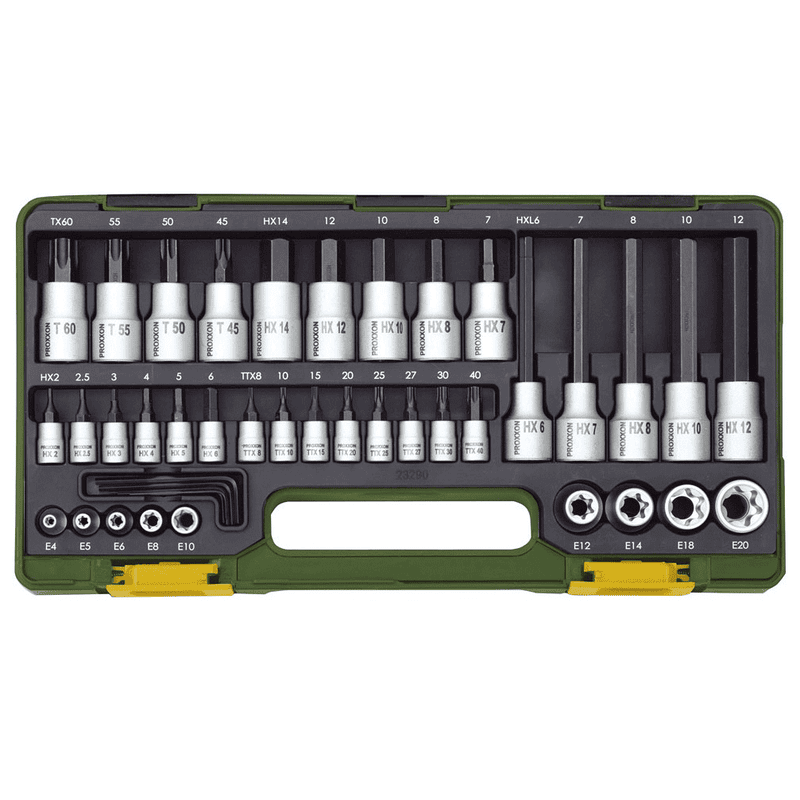 Proxxon Steckschlüsselsatz Innensechskant + Torx 1/2" + 1/4", 42-teilig