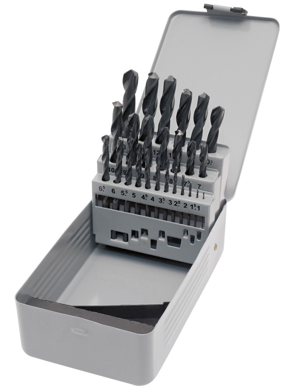 KRAFTWERK PRO LINE HSS-G Spiralbohrer-Set, 19-teilig, 1–10 mm, präzisionsgeschliffen, Metallbohrer mit Kreuzanschliff