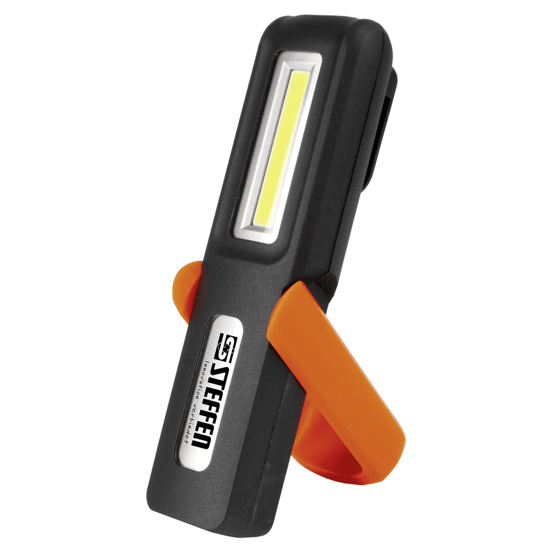 Steffen LED Akku-Handlampe 3 W, 150 lm, 6000K, IP20, schwarz/orange