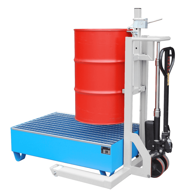 Fassheberoller für 110 l bis 220 l - Typ FHR 600 G | mit Zugdeichsel und Rollen | Hubhöhe 600 mm | Tragkraft 300 kg