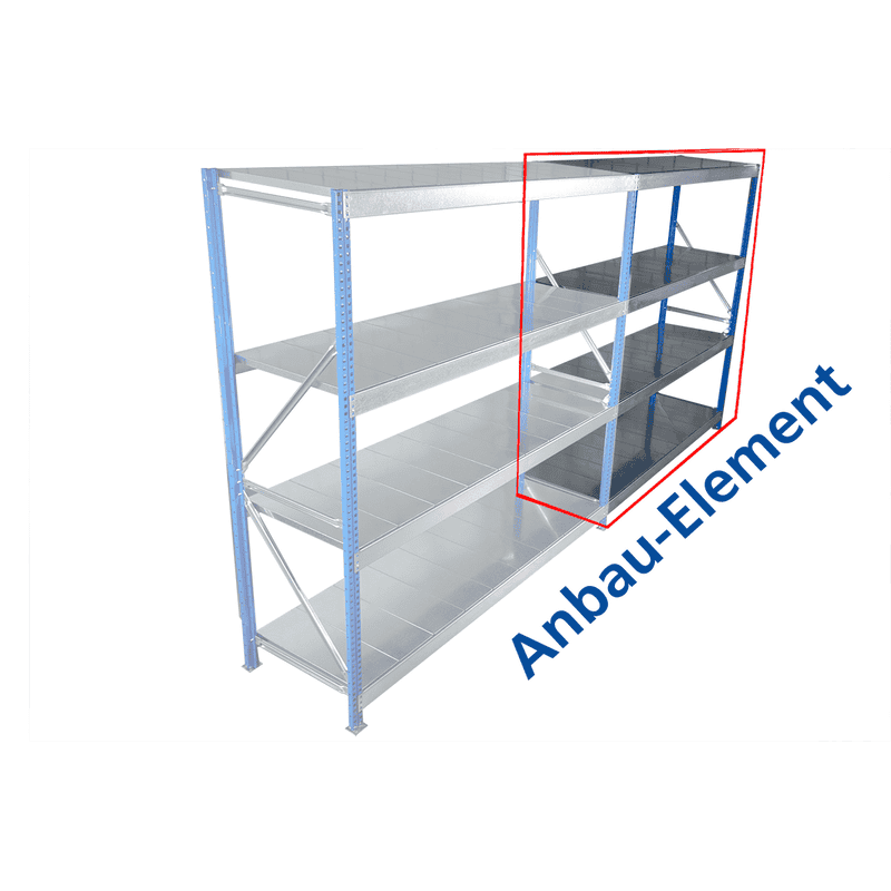 Fachbodenregal Komplettset M50, Gesamttraglast 2800 kg, in zwei Ausführungen
