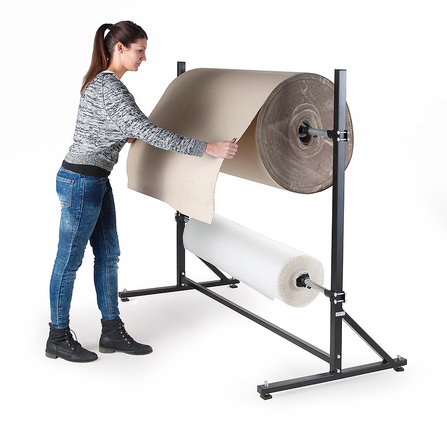 Support pour 2 rouleaux de matériel d'emballage horizontal
