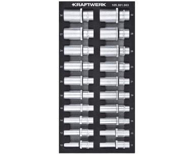 KRAFTWERK BASIC LINE EVA Steckschlüssel-Einlage 1/2", 200x400 mm, 20-teilig