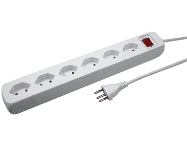 Steffen Steckdosenleiste POWER EASY, 6 x T13, mit Schalter, IP20, 1.5 m Kabel, weiss