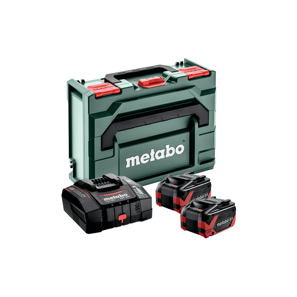 Metabo Basis-Set, 2 x Akkus 18 V LiHDX 8.0 Ah, Ladegerät ASC 290 und metaBOX 145