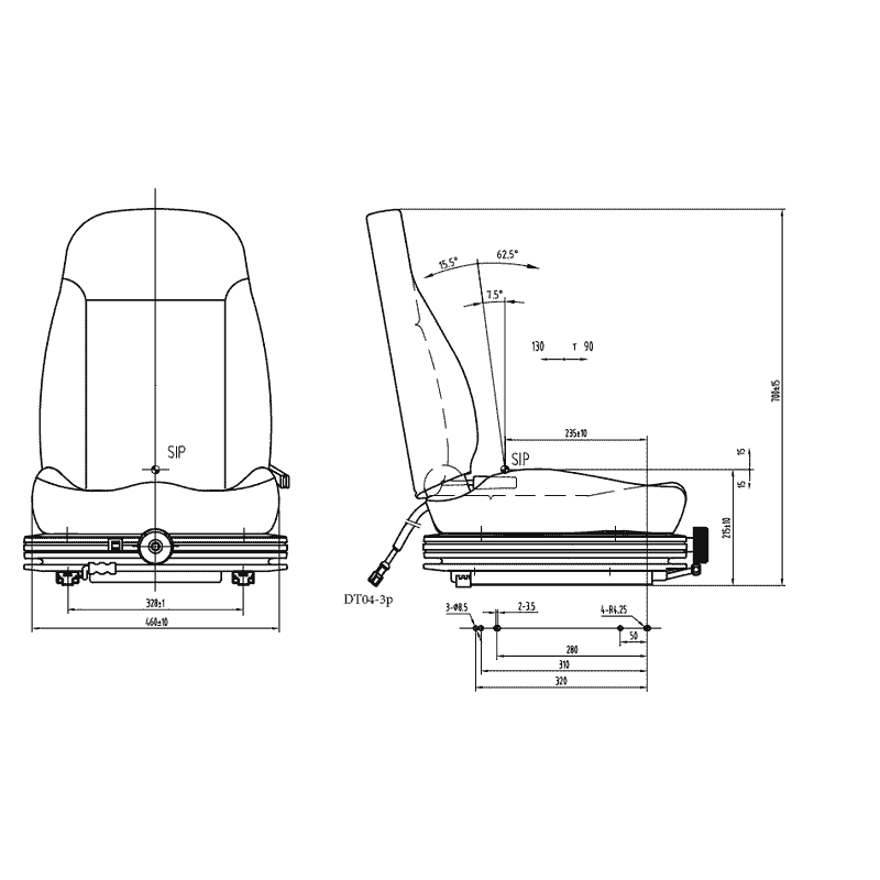UnitedSeats MGV25/C5, siège ergonomique pour chariots élévateurs et petits véhicules