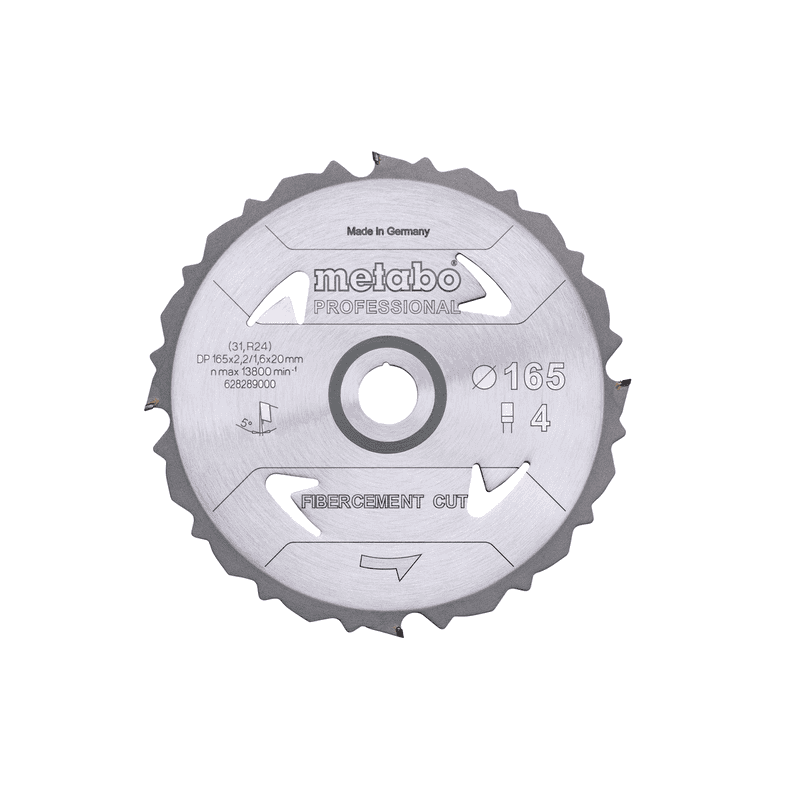 Metabo Kreissägeblatt "Fibercement Cut - Professional" 165 x 20 mm, Z4, DFZ, 5°