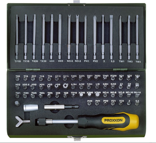Proxxon Super jeu d'embouts de sécurité et spéciaux, 1/4", 75 pièces