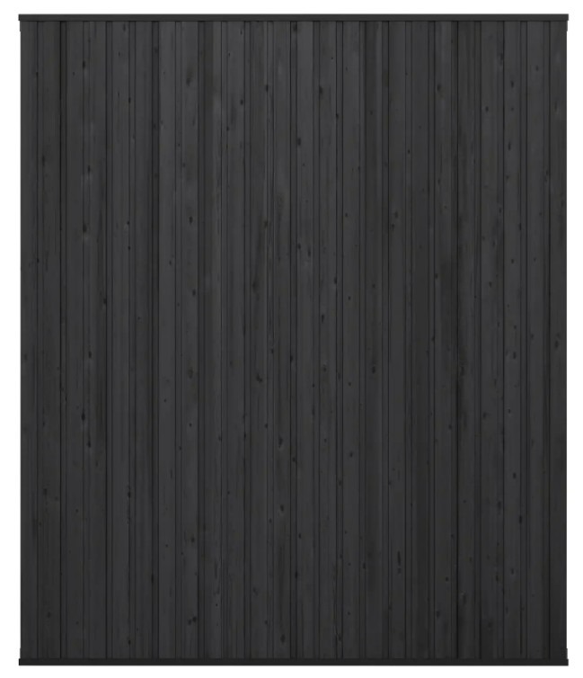 PLUS Noor Zaun aus Holz, Schwarz RAL 9005, LxBxH 1500 x 35/68 x 1780 mm