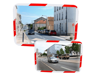 Miroir routier Ecomir avec cadre rouge-blanc