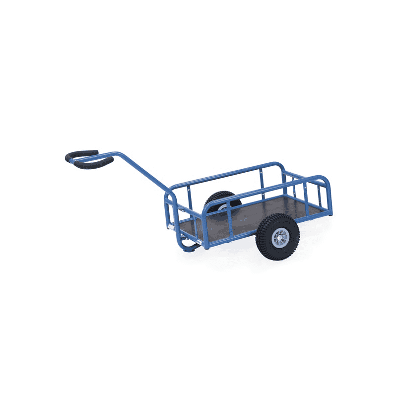 Fetra Handwagen mit Geländer, pulverbeschichtet, brillantblau RAL 5007
