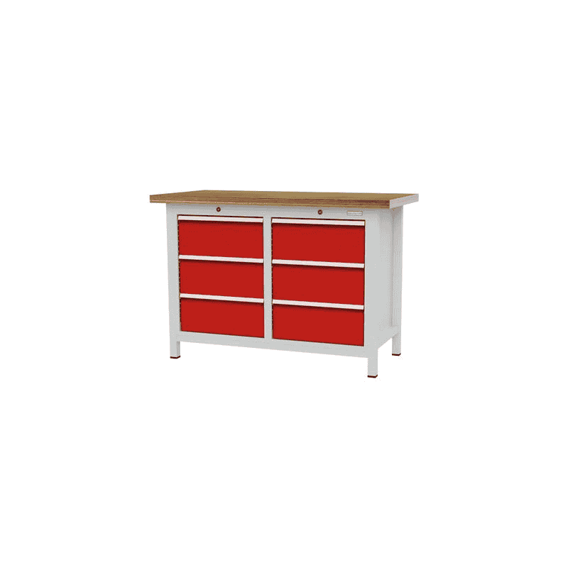 Bedrunka+Hirth Kastenwerkbank, R 18-16, 6 Schubladen, BxTxH 1250 x 600 x 859