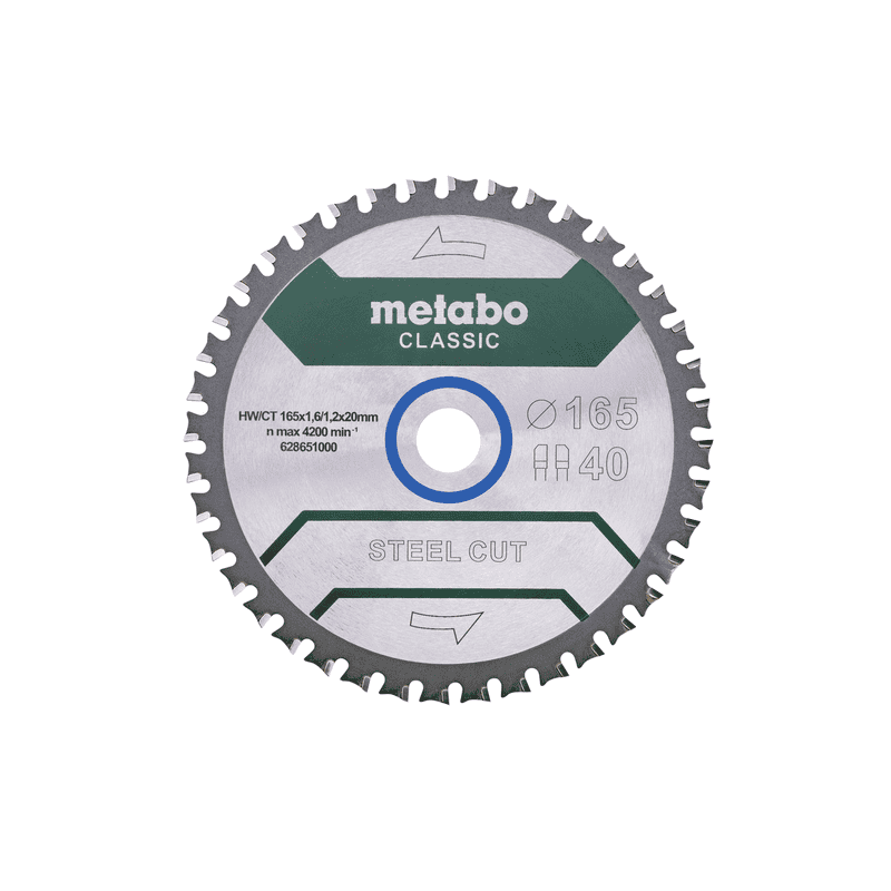 Metabo Kreissägeblatt "Steel Cut / Sandwich Panel - Classic" 165 x 20 mm, Z40, FZFA / FZFA, 4° / B