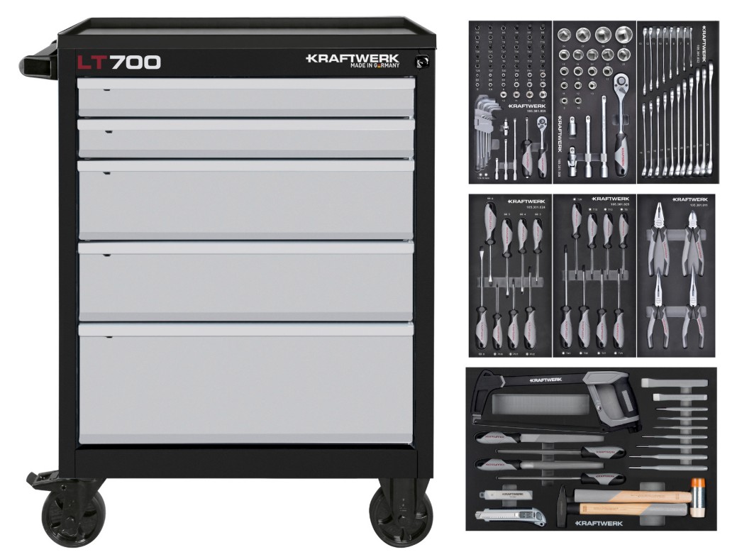 KRAFTWERK LT700 Chariot d'atelier, 5 tiroirs, BASIC, 151 pièces, outils inclus