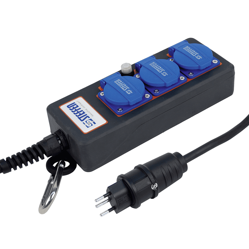 Steffen Steckdosenleiste PROFESSIONAL, T13 Steckdosen, 10 A, GdV 3 x 1.5mm², IP20, schwarz/blau, diverse Ausführungen