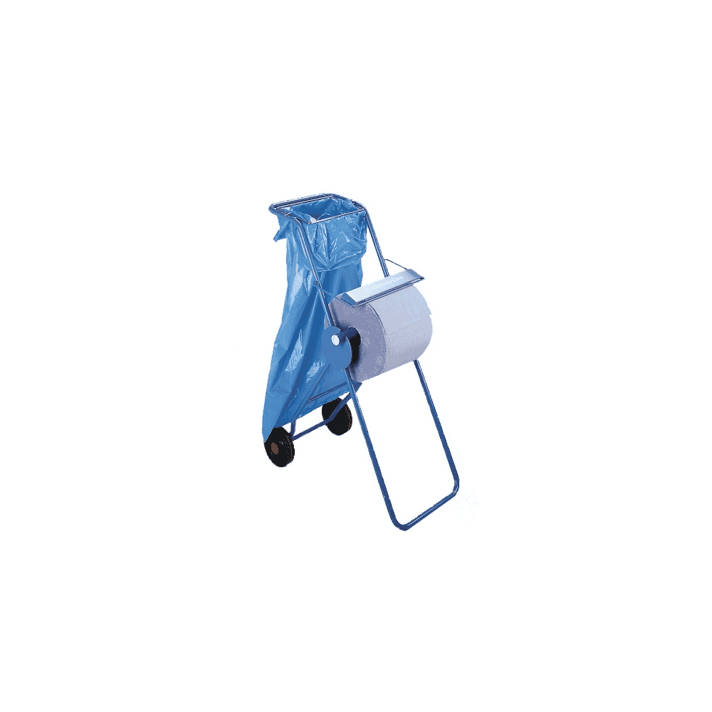 Support mobile pour sac poubelle et rouleau d'essuie-tout