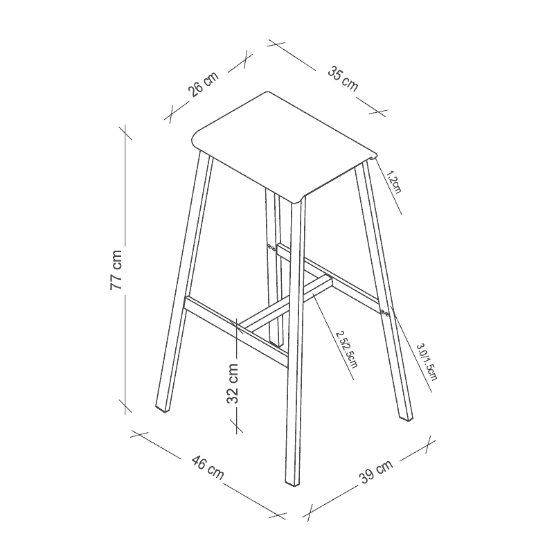 Tabouret de bar Loris avec repose-pieds, lot de 2, design industriel, 640 x 390 x 770 mm, en 2 couleurs