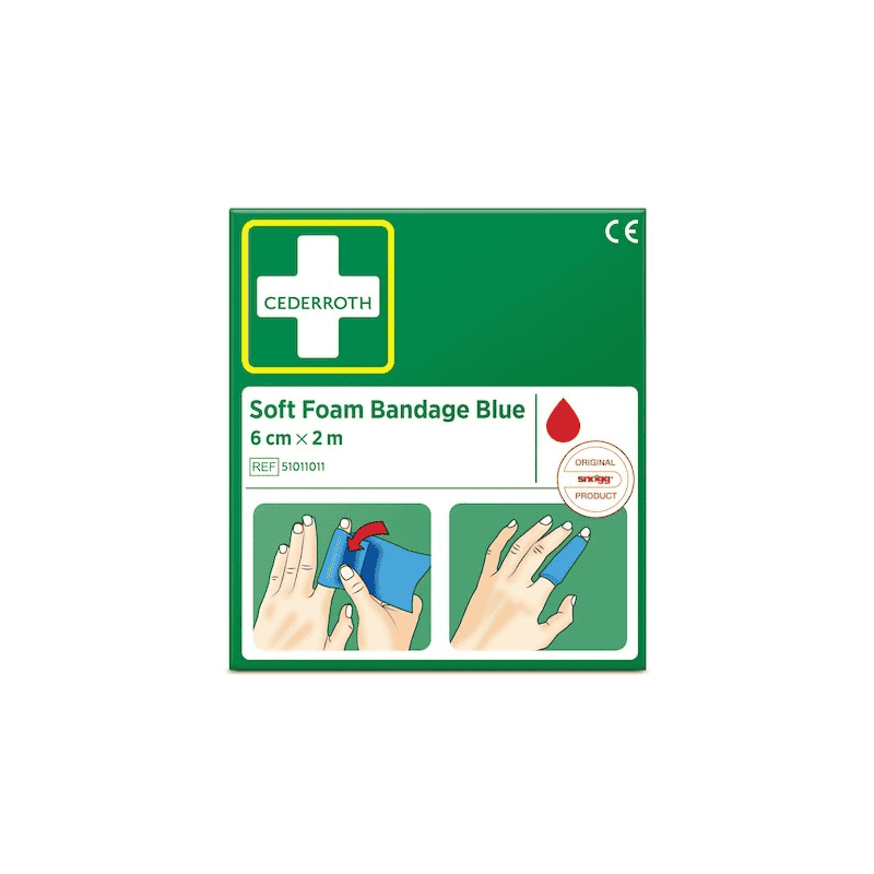 Bandage en mousse souple Bleu, Cederroth 51011011, 60 mm x 2 m