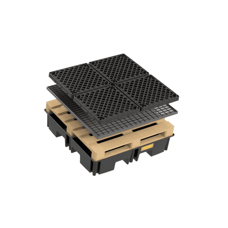 Bacs de rétention Palette-PE 220/4 RG pour 1 palette industrielle