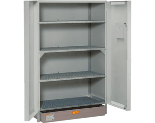 CEMO Umweltschrank für Fässer 13/20 mit Doppel-Flügeltür, grau