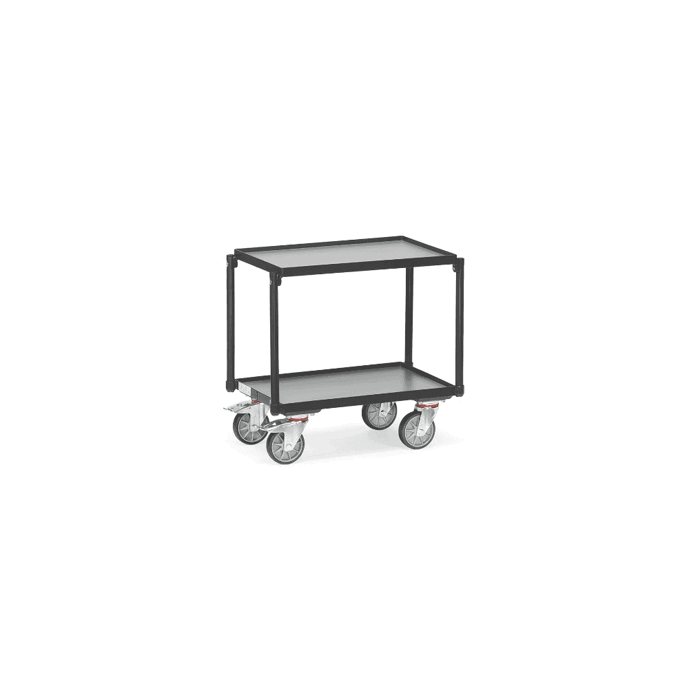Roller à plateaux "GREY EDITION", avec 2 plateaux en bois, avec rebord 15 mm, 677 x 414 x 638 mm