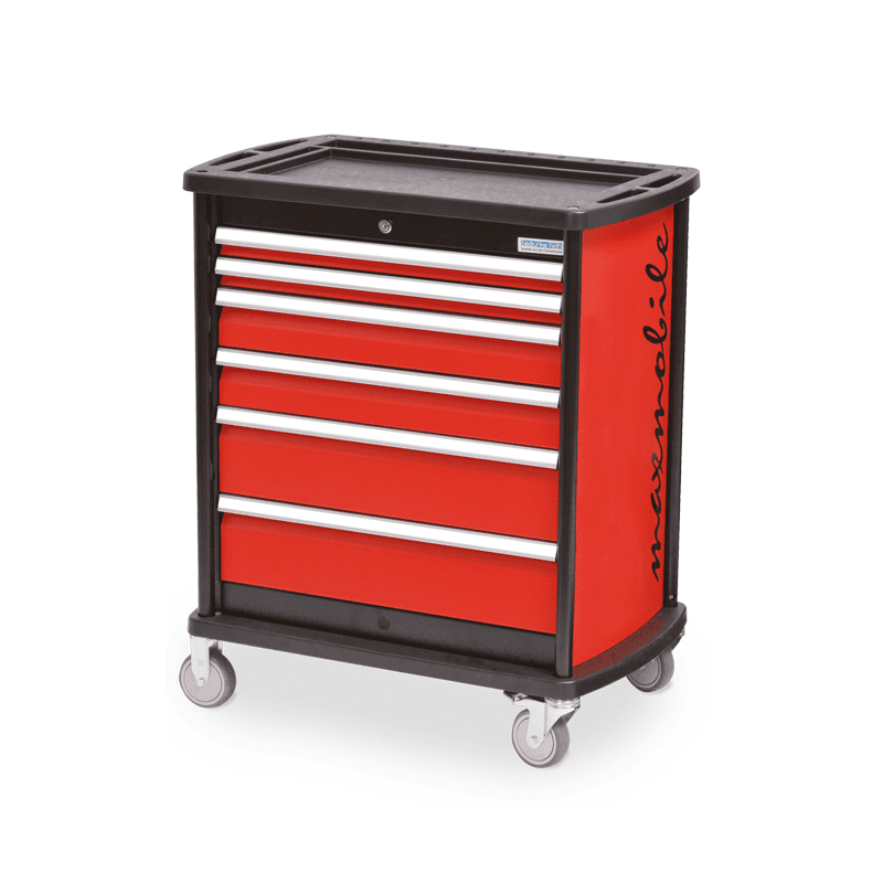 Bedrunka+Hirth Mobiler Werkstattwagen maxmobile 1, R 24-12, RAL 3020 mit 6 Schubladen und 1 Seitenblende