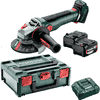 Metabo Akku-Winkelschleifer WB 18 LT BL 11-125 Quick, 18 V mit 2x Li-Power Akkus (18 V / 5.2 Ah), Ladegerät ASC 55 und metaBOX 165 L