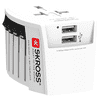 Steffen SKROSS Reiseadapter MUV World - World mit 2x USB-A, 2-polig, max. 2.5 A, mit Sicherung, weiss